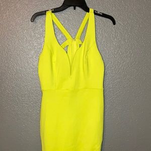 Neon yellow, deep V-neck, BRAND NEW dress